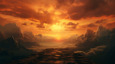 Empty pathway to the future wonderland background, Generative AIの素材