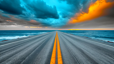 Empty asphalt road highway background, Generativeの素材