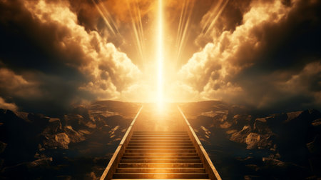 Empty pathway to the future wonderland background, Generative AIの素材