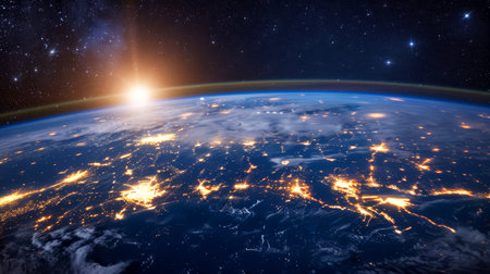 Digital world map globe with global network technology, Generative AIの素材