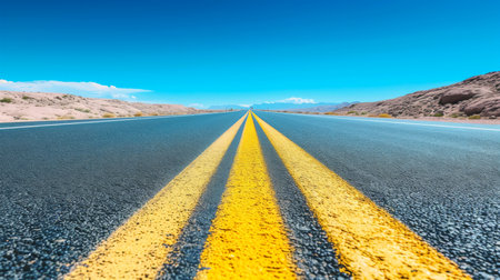 Close-up,Empty asphalt road highway background, Generative AIの素材