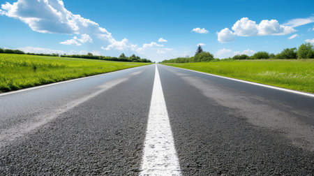 Close-up,Empty asphalt road highway background, Generative AIの素材
