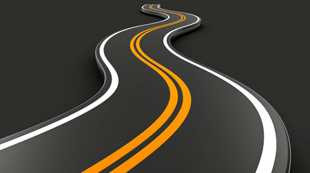 Abstract 3D asphalt curved road background, Generative AIの素材