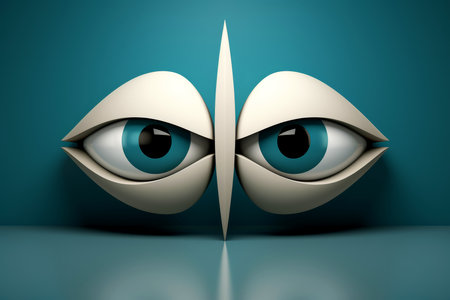 Abstract 3d eye icon, mockup vision symbol, Generative AIの素材