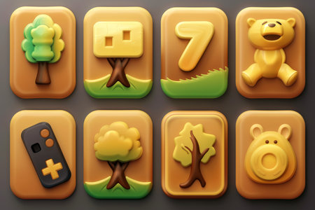 Close-up, Collection 3d cute tree icon, Generative AIの素材