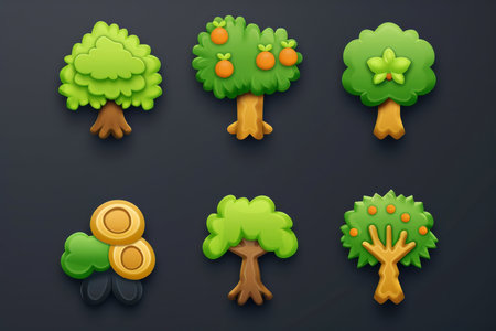Close-up, Collection 3d cute tree icon, Generative AIの素材