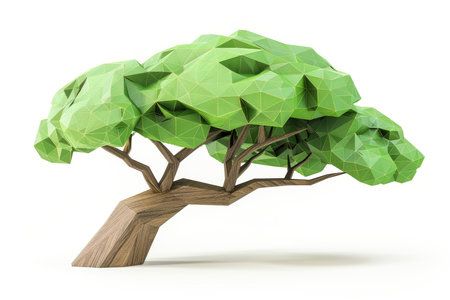 Close-up, Abstract low poly tree, Generative AIの素材