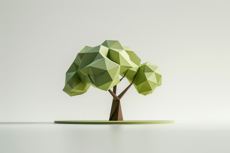 Close-up, Abstract low poly tree, Generative AIの素材