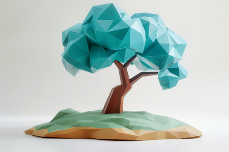 Close-up, Abstract low poly tree, Generative AIの素材