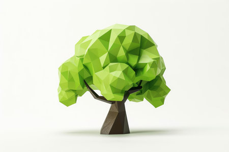 Close-up, Abstract low poly tree, Generative AIの素材