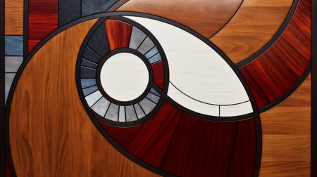 Close-up, wood marquetry wallpaper, abstract pattern background, Generative AIの素材