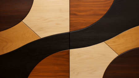 Close-up, wood marquetry wallpaper, abstract pattern background, Generative AIの素材