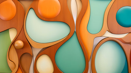 Close-up, wood marquetry wallpaper, abstract pattern background, Generative AIの素材