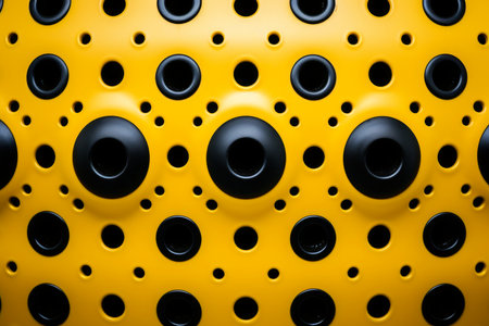 Close-up yellow metallic object, abstract texture background, Generative AIの素材