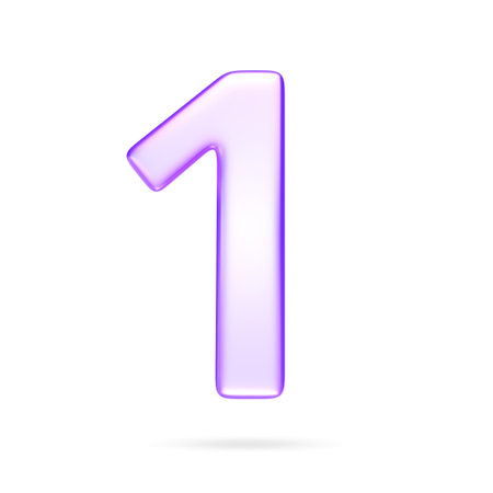 Number one in glassmorphism style, rendered in soft purple tone, suitable for infographics and learning visuals, 3d renderingの写真素材