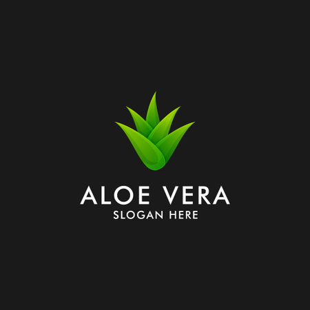 Aloe vera logo design. herbal plant icon symbol vectorのイラスト素材