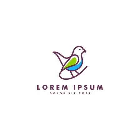 bird leaf logo vector icon template download mono line color line art outlineのイラスト素材