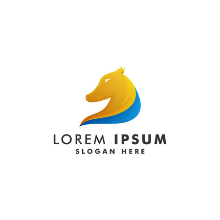 Horse logo design, Animal head icon symbol vector illustrationのイラスト素材
