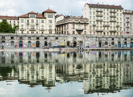 Murazzi reflection, Turin, Italyのeditorial素材
