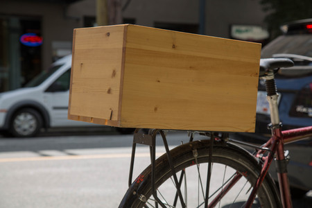 Polished neat wooden box concept sustainability backgroundの写真素材