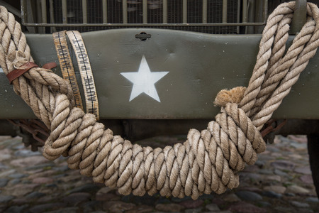 Knob white cord army star vehicle symbolの写真素材