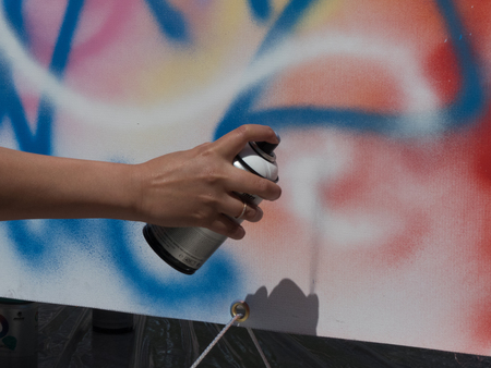 Background girl hand concept creativity painter aerosol closeupの写真素材