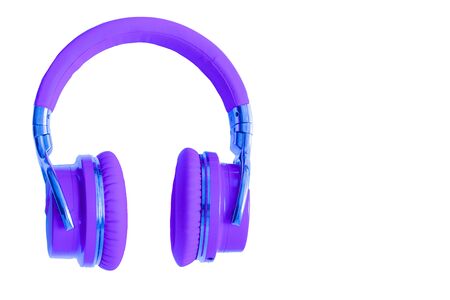 Purple headphones isolated  music audio equipment copy spaceの写真素材