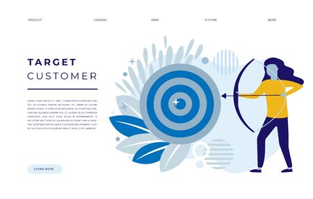 Targeting and hitting, Female character with bow and arrow and big mess.のイラスト素材