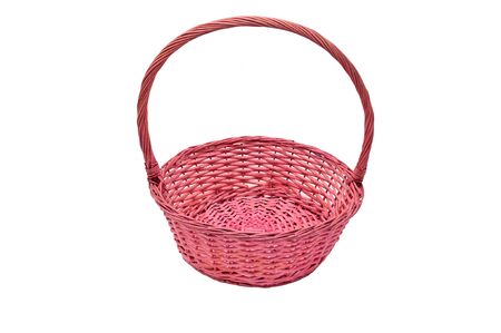 Straw basket on an isolated white backgroundの写真素材