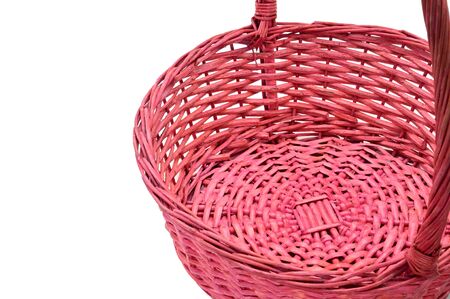 Straw basket on an isolated white backgroundの写真素材
