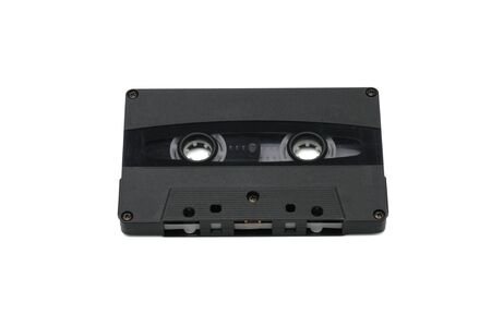 Vintage compact audio tapes for magnetic recording on an isolated white background.Compact cassettteの写真素材