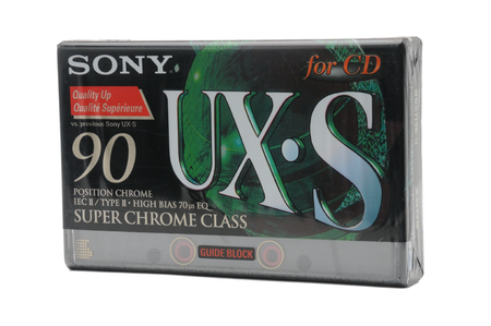 07-06-2019.Baku.Azerbaijan.Vintage compact audio tapes for magnetic recording on an isolated white...
