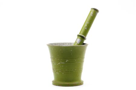 Mortar for squeezing food on an isolated white backgroundの写真素材