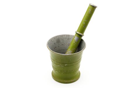 Mortar for squeezing food on an isolated white backgroundの写真素材