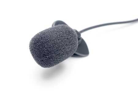 Lavalier microphone for correspondents on an isolated white background