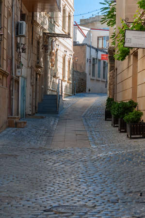 12-04-2020.Baku.Azerbaijan.Streets and buildings of the old city of Bakuのeditorial素材