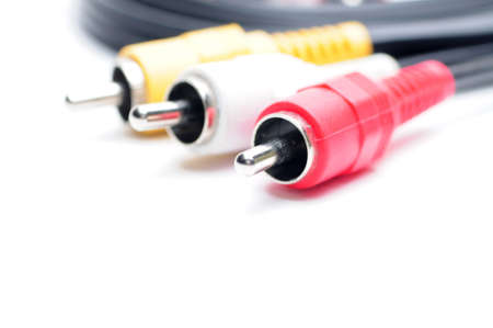 RCA analog audio video cable on isolated white background