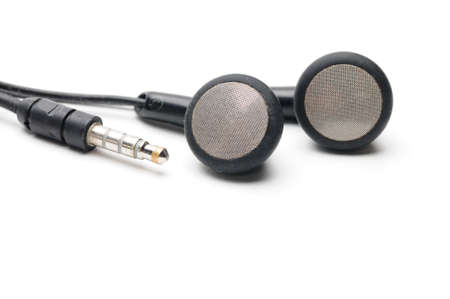 Earphone for music player and smart phone on isolated white background
