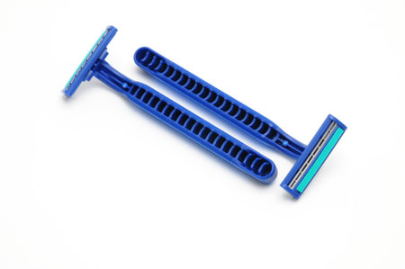 Disposable razor on an isolated white backgroundの写真素材
