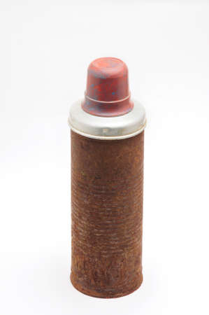 Vintage thermos for tea and water on isolated white backgroundの写真素材