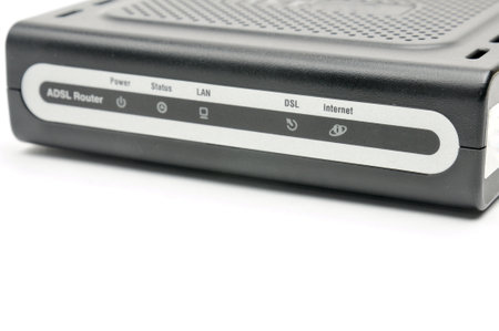 Router modem for connecting to the local and global Internet network on an isolated white background