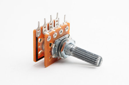 Variable resistor, potentiometer on isolated white backgroundの写真素材