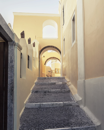 Colorful street in Santorini (Fira)のeditorial素材