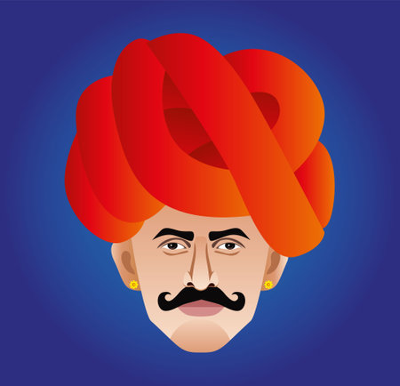 Rajasthani Rabari man close upのイラスト素材