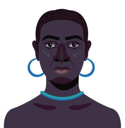 African tribal man close up vector illustrationのイラスト素材