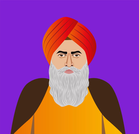 old Punjabi man guru close up vector illustrationのイラスト素材