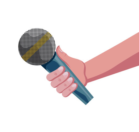 reporter/ Journalist/ singer Holding Microphone with hand Isolatedのイラスト素材