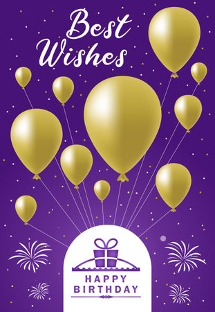 best wishes balloon happy birthday decorative cardのイラスト素材