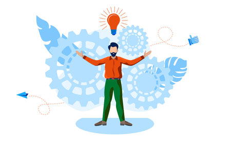 leader managing work with idea or skill vector illustration conceptのイラスト素材