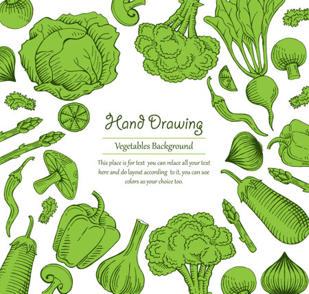 organic vegetable food template with text templateのイラスト素材